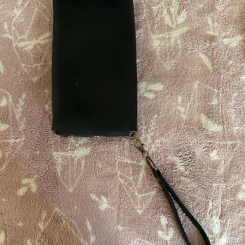 Chic Black Leather Wristlet Clutch - Picture 3 of 6